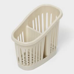 Подставка для столовых приборов IDEA, 2-х секционная, пластик, белая, ротанг