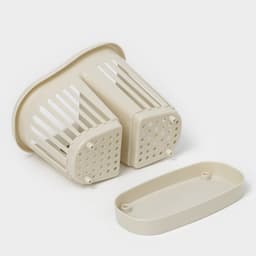 Подставка для столовых приборов IDEA, 2-х секционная, пластик, белая, ротанг