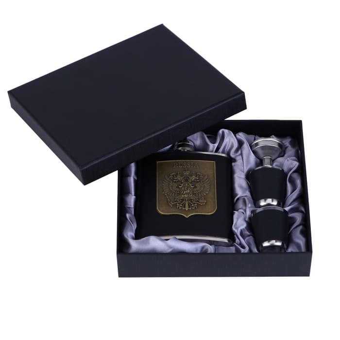 Подарочный набор «Герб России»: фляжка 210 мл, 2 стопки, воронка