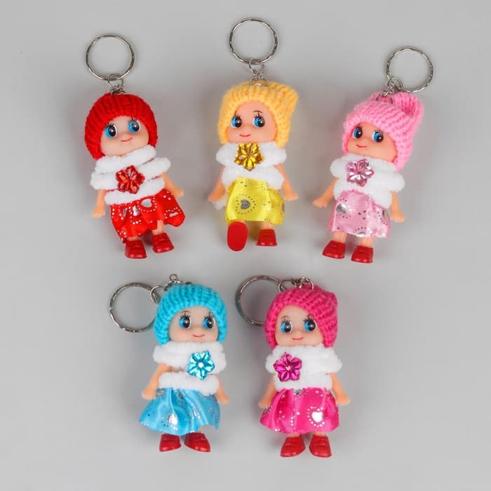 Мягкая игрушка, «Кукла», в шапочке, брелок, 7.5 см, цвет МИКС