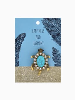 Брошь «Черепашка под бирюзу», голубая в чернёном золоте