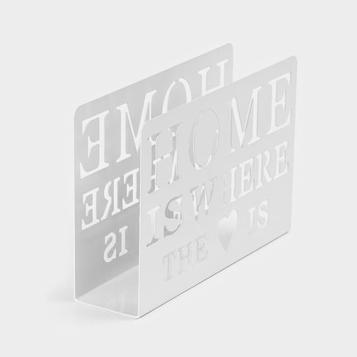 Салфетница Доляна «Дом здесь», 15×4×10 см, белая