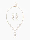 Набор 2 предмета: серьги, колье «Изумление», ветвь, белый в золоте, 42 см