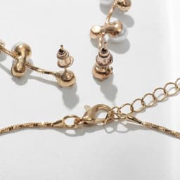 Набор 2 предмета: серьги, колье «Изумление», ветвь, белый в золоте, 42 см