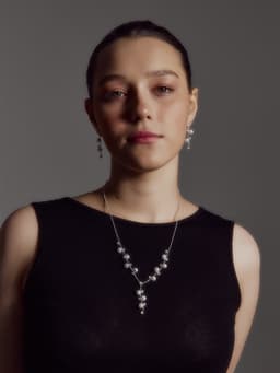 Набор 2 предмета: серьги, колье «Изумление», ветвь, белый в золоте, 42 см