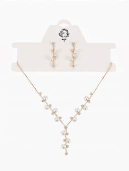 Набор 2 предмета: серьги, колье «Изумление», ветвь, белый в золоте, 42 см