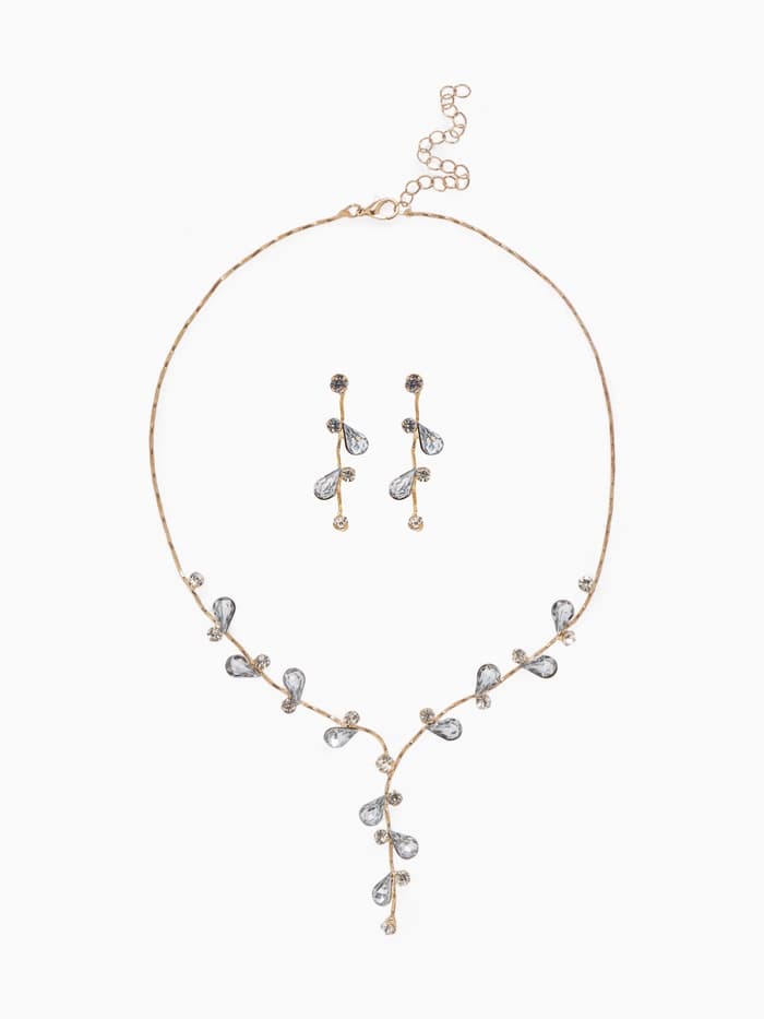 Набор 2 предмета: серьги, колье «Изумление», цветение, белый в золоте, 42 см