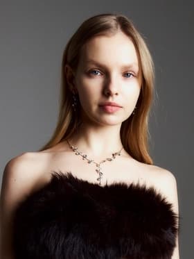 Набор 2 предмета: серьги, колье «Изумление», цветение, белый в золоте, 42 см