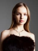 Набор 2 предмета: серьги, колье «Изумление», цветение, белый в золоте, 42 см