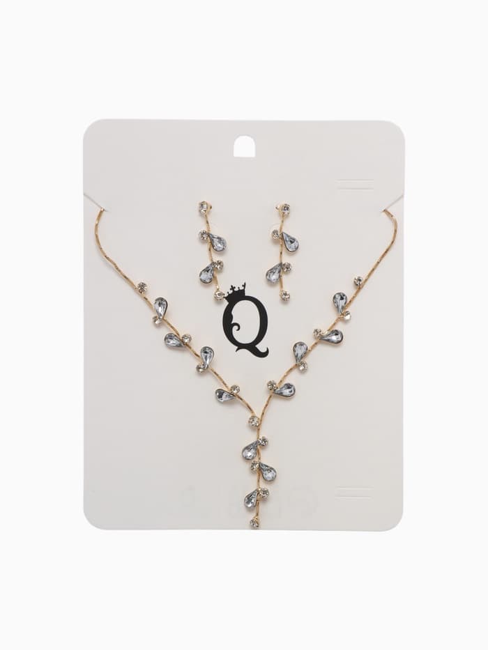 Набор 2 предмета: серьги, колье «Изумление», цветение, белый в золоте, 42 см