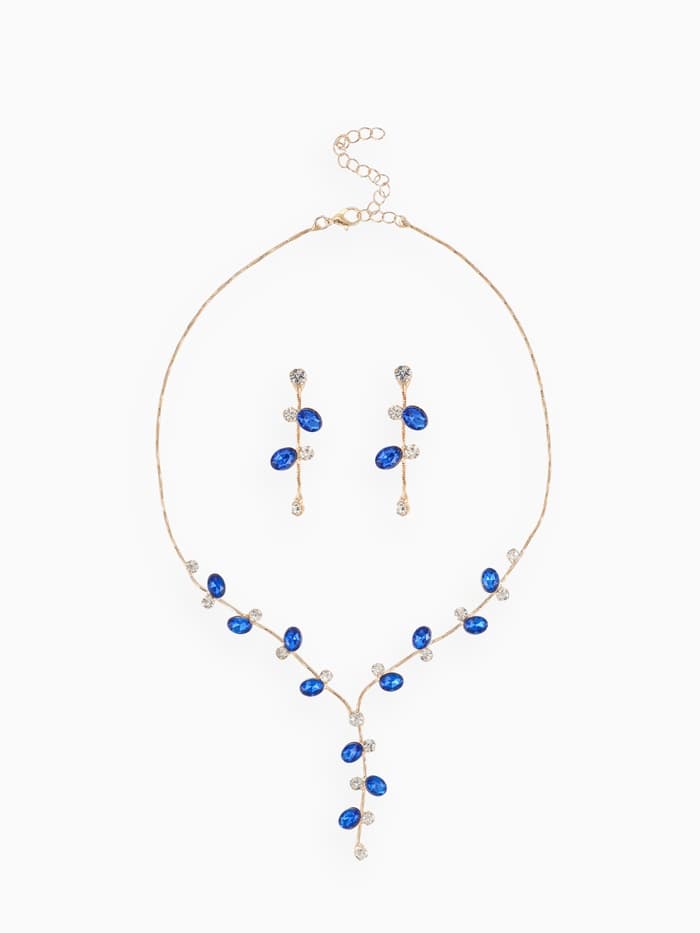 Набор 2 предмета: серьги, колье «Изумление», цветение, сине-белый в золоте, 42 см
