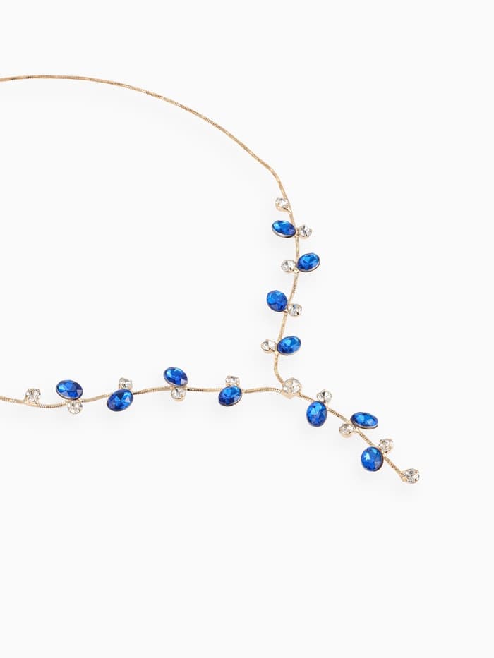 Набор 2 предмета: серьги, колье «Изумление», цветение, сине-белый в золоте, 42 см