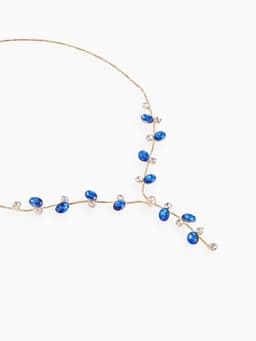 Набор 2 предмета: серьги, колье «Изумление», цветение, сине-белый в золоте, 42 см