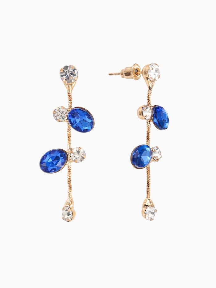 Набор 2 предмета: серьги, колье «Изумление», цветение, сине-белый в золоте, 42 см