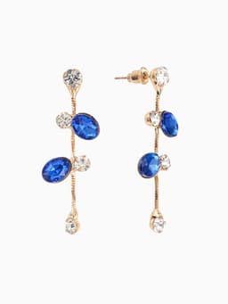 Набор 2 предмета: серьги, колье «Изумление», цветение, сине-белый в золоте, 42 см