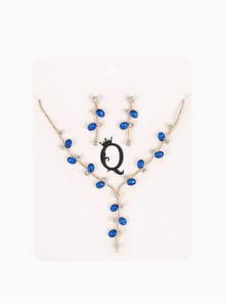 Набор 2 предмета: серьги, колье «Изумление», цветение, сине-белый в золоте, 42 см
