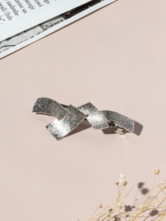 Заколка - автомат для волос «Либерти», пересечения, 7 см, серебро