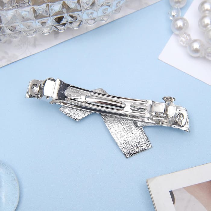 Заколка - автомат для волос «Либерти», пересечения, 7 см, серебро