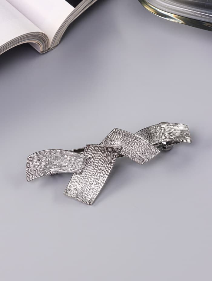 Заколка - автомат для волос «Либерти», пересечения, 7 см, серебро