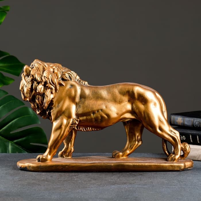 Фигура гипс «Лев идущий», под бронзу, 42×26×11 см