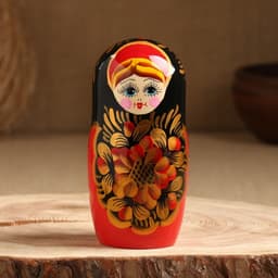 Матрёшка дерево «Рябинка», чёрный платок, 5 кукольная, 18 см