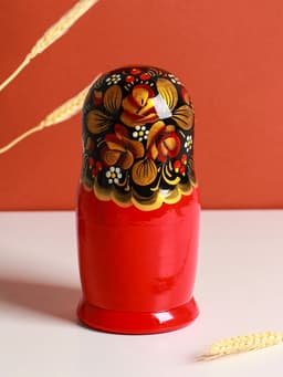 Матрёшка дерево «Рябинка», чёрный платок, 5 кукольная, 18 см