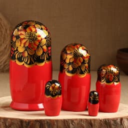 Матрёшка дерево «Рябинка», чёрный платок, 5 кукольная, 18 см