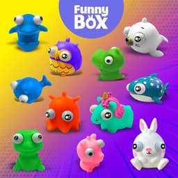 Антистресс мялка Funny Box WOOW TOYS «Зверюшки»: игрушка пучеглазик, лист наклеек, карточка