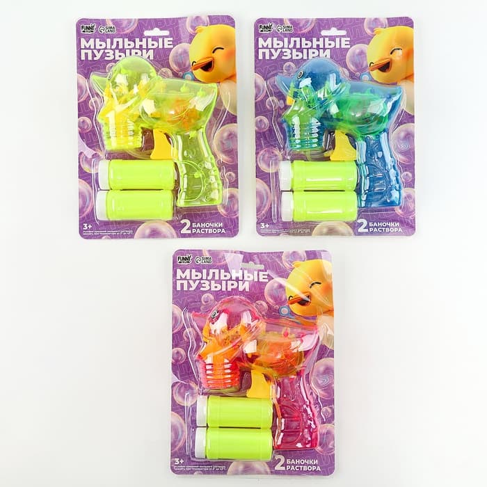 Генератор-пистолет мыльных пузырей Funny toys «Утка», прозрачный, МИКС