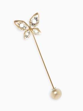Булавка« Бабочка объемная», 8.5 см, белая в золоте