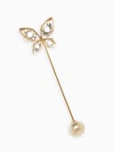 Булавка« Бабочка объемная», 8.5 см, белая в золоте