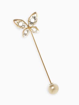 Булавка« Бабочка объемная», 8.5 см, белая в золоте
