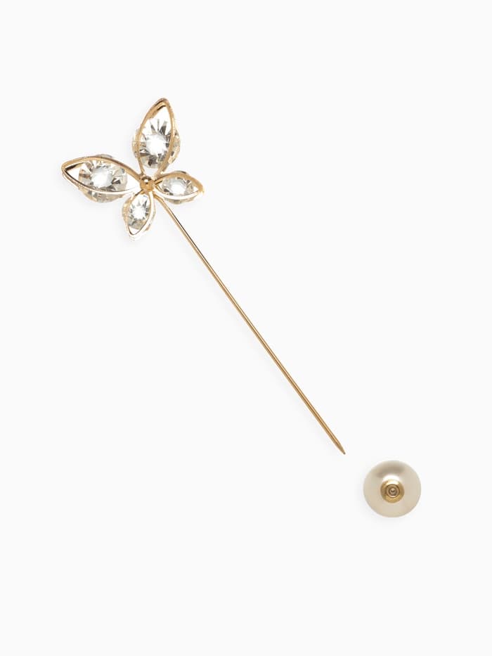 Булавка« Бабочка объемная», 8.5 см, белая в золоте