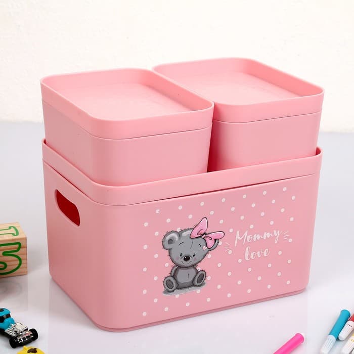Набор органайзеров BEROSSI Mommy love, 22.5×15.5×19.5 см, пластик, нежно-розовый