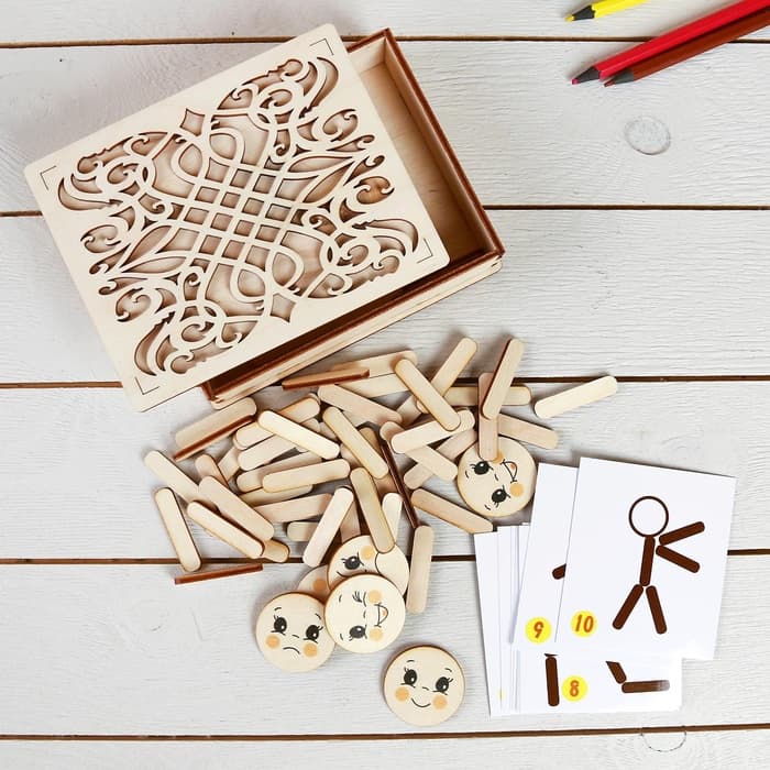 Мозаика из палочек «Человечки», 50 палочек, 10 карточек