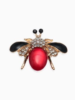 Брошь «Муха», в полете, цветная в золоте