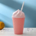 Стакан «Пломбир», 500 мл, с крышкой и трубочкой, розовый, белый