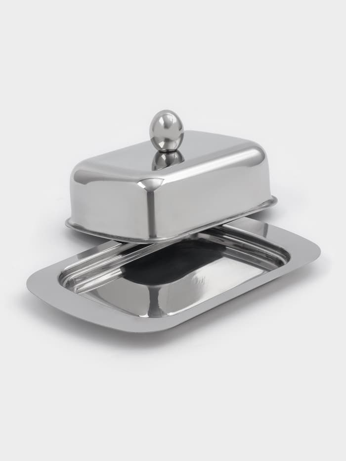 Маслёнка, 18.5×12.3×8 см, нержавеющая сталь, серебристая