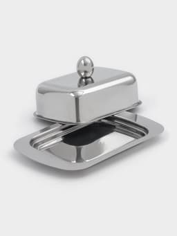 Маслёнка, 18.5×12.3×8 см, нержавеющая сталь, серебристая