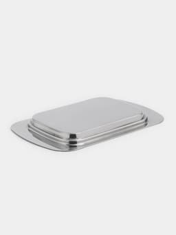 Маслёнка, 18.5×12.3×8 см, нержавеющая сталь, серебристая