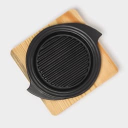 Сковорода «Круг. Восток Гриль», d=15 см, на деревянной подставке, чугун, чёрная