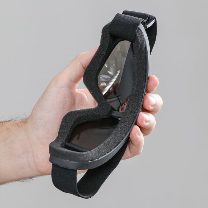 Очки для езды на мототехнике, стекло хром, чёрные