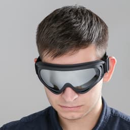 Очки для езды на мототехнике, стекло хром, чёрные