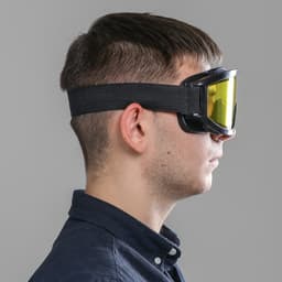 Очки-маска для езды на мототехнике, стекло желтое, чёрные