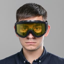 Очки-маска для езды на мототехнике, стекло желтое, чёрные