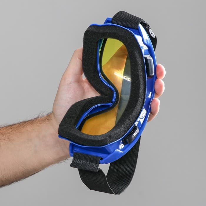 Очки-маска для езды на мототехнике, стекло двухслойное желтое, синие