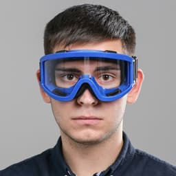 Очки-маска для езды на мототехнике, стекло прозрачное, синие