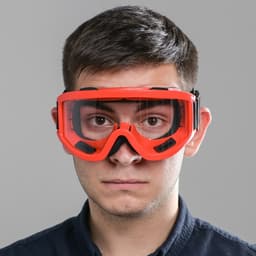 Очки-маска для езды на мототехнике, стекло прозрачное, красные