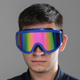 Очки-маска для езды на мототехнике, стекло хамелеон, синие