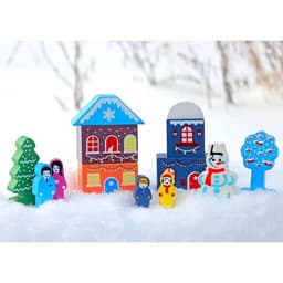 Конструктор деревянный «Цветной городок Новогодний», 14 деталей